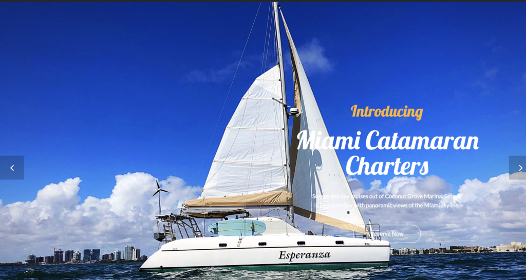 Miami Catamaran Charters - website development by Jodi Stout